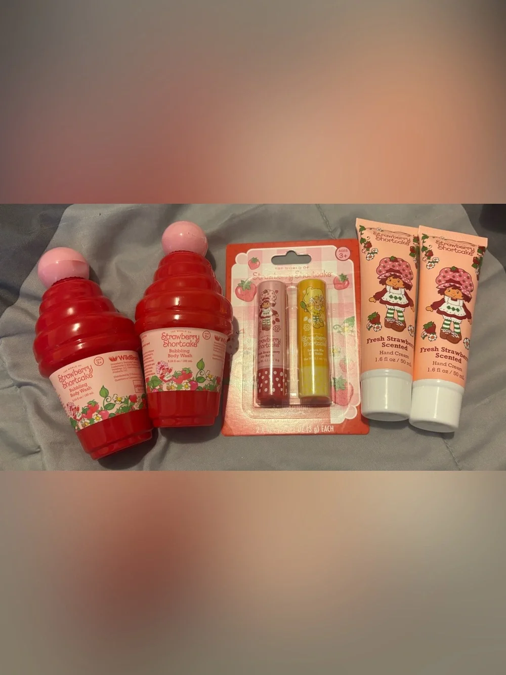 Strawberry Shortcake Lip Balm, Body Wash, and Hand Cream